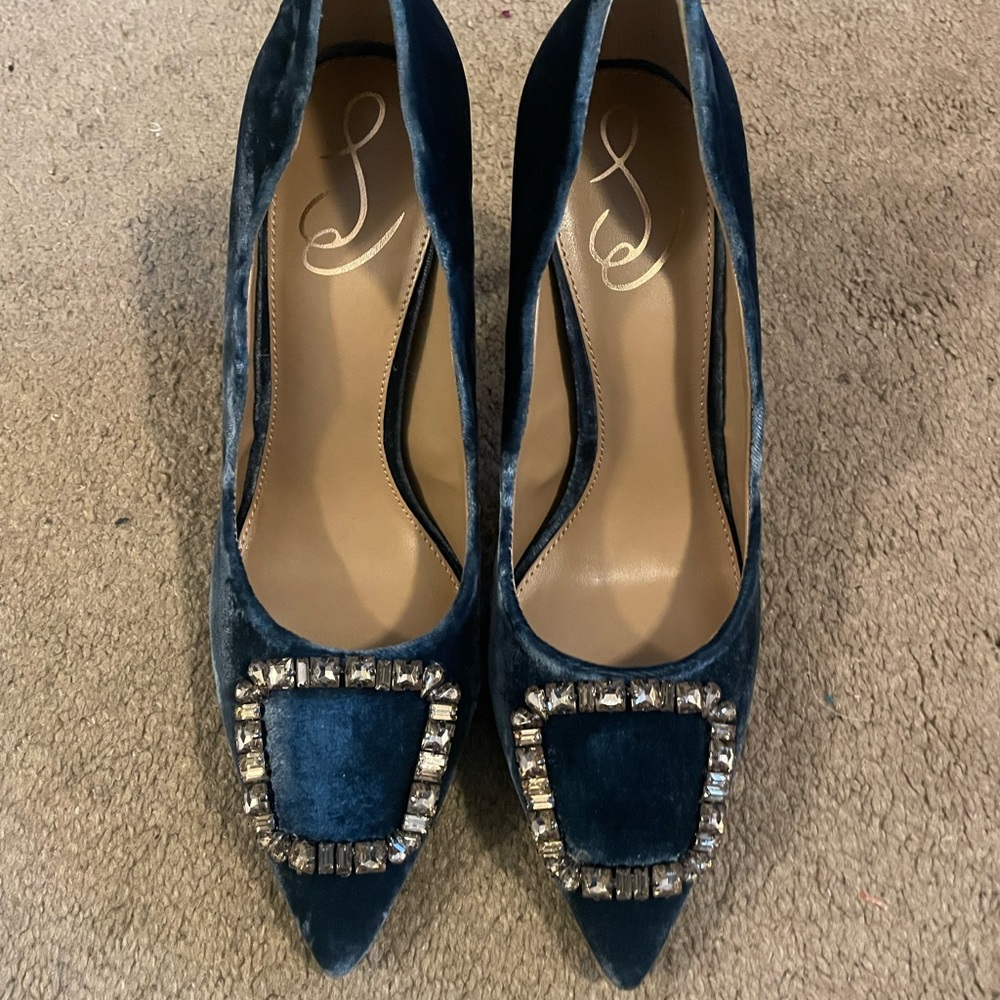 Sam Edelman Harriett Blue Velvet Pumps Sz 8.5, NEW without Box